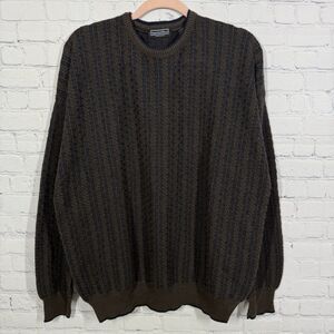 Vintage Sweater Mens XL Merino Wool Italy Preppy Dark Academia Fair Isle Scholar